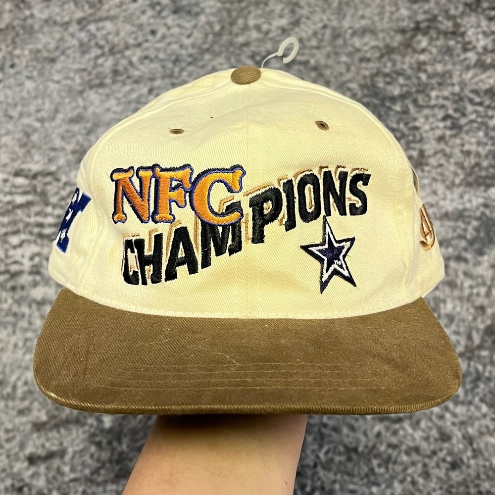 VTG Dallas Cowboys NFC Champions Hat Snapback AJD NFL White Brown 90s